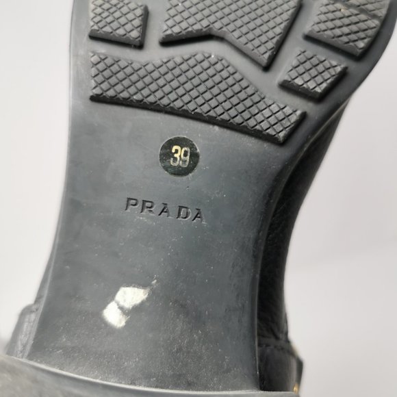 Prada Leather Boots with Gold Link Detail - Picture 11 of 12